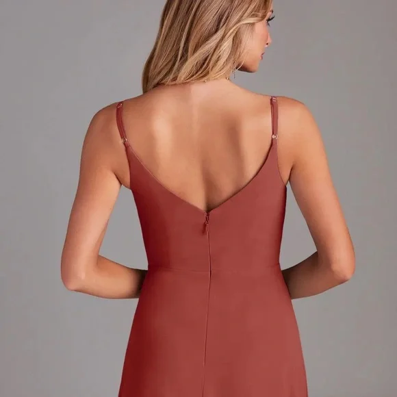 Azazie Daenerys Terracotta chiffon dress size 4! - Picture 5 of 7